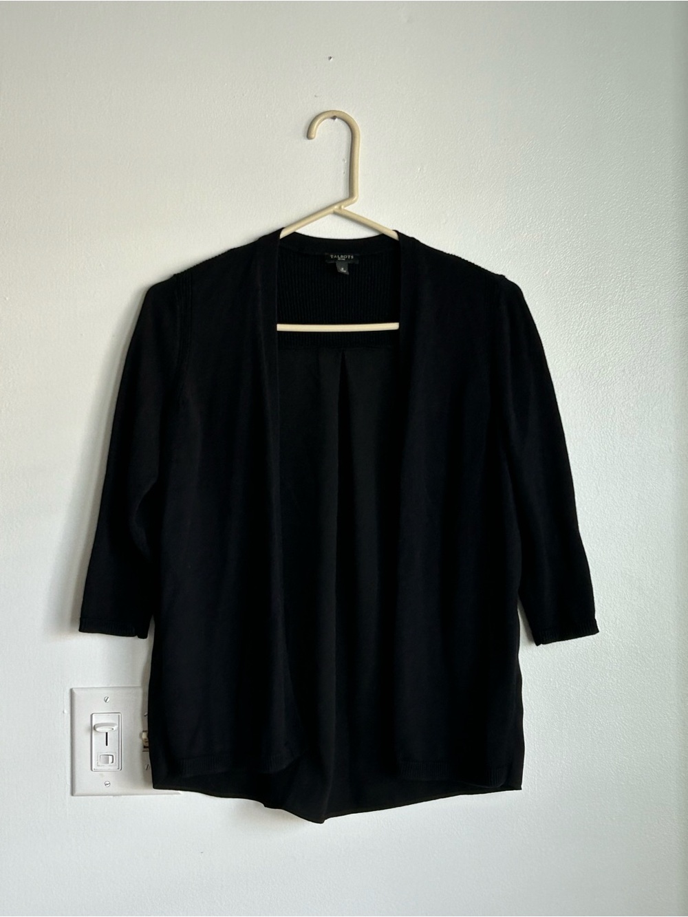 Talbots Black 3/4 Sleeve Cardigan Sweater Size P